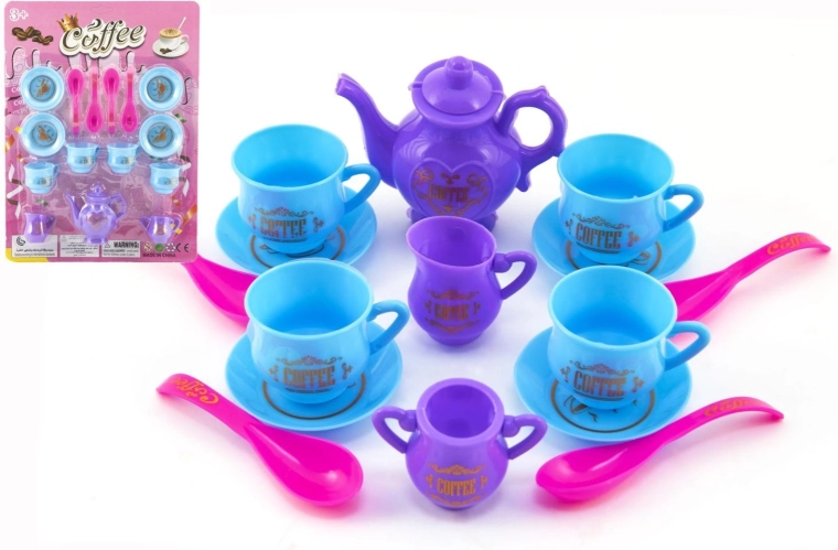 Service à café et à thé en plastique pour enfants, 15 pièces