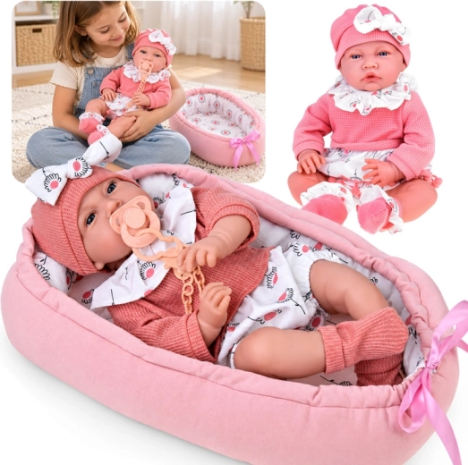 Poupée bébé parlante avec porte-bébé, 45 cm