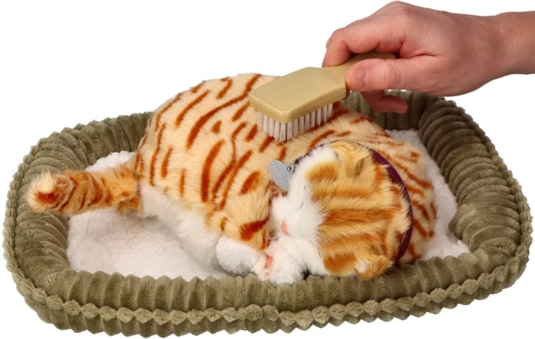 Chat en peluche respirant roux tigré