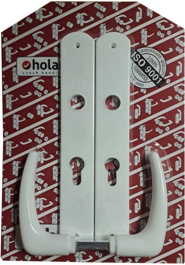 Poignée de porte Classique avec plaque XXL 72 mm, plastique blanc