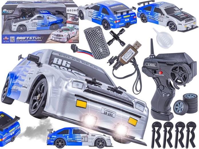 Voiture RC de drift Toyota 1:16 4WD 2,4 GHz avec vapeur et lumières LED - 1 pièce