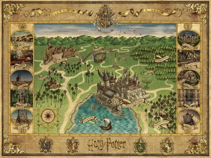 Puzzle HARRY POTTER carte de Poudlard 1500 pièces Ravensburger