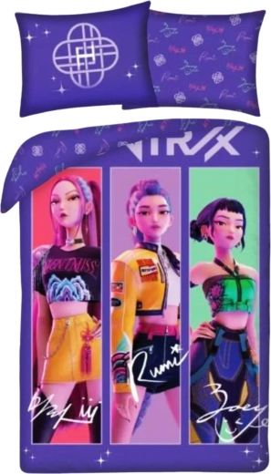 Parure de lit en coton K-Pop Demon Hunters HUNTR/X Trio violette