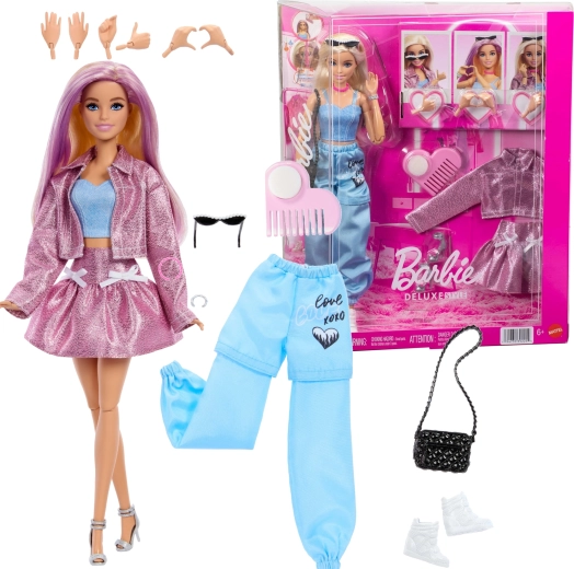 Barbie Deluxe Style – ensemble de mode avec poupée, tenues et accessoires