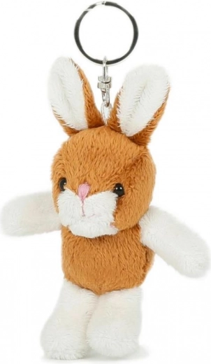 porte-clés en peluche lapin brun et blanc 10 cm