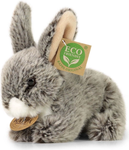 Lapin en peluche gris foncé couché Eco-Friendly 17 cm