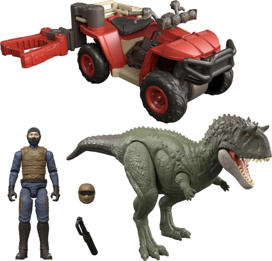 Mattel Jurassic World Ekryksinatosaurus et véhicule tout-terrain avec attrapeur – coffret de jeu avec figurines