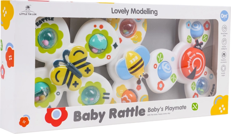 Set de toupies à ventouse coccinelle, papillon et abeille - 3 pièces
