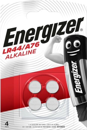 Piles bouton alcalines ENERGIZER A76 LR44 1,5 V, 150 mAh, lot de 4
