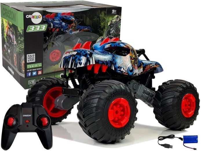 Voiture tout-terrain pour enfants avec motif dinosaures et grandes roues
