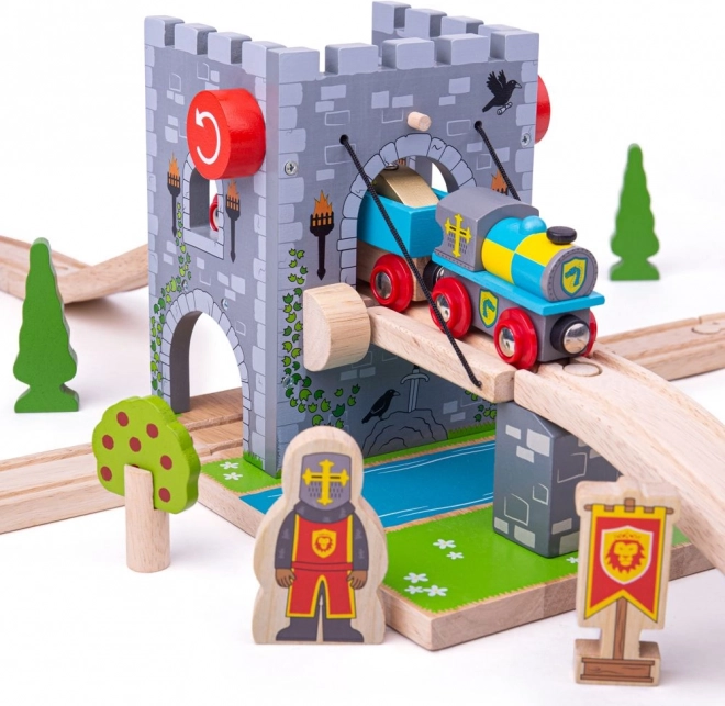 Bigjigs Rail pont-levis – pont de château pour circuits de trains en bois