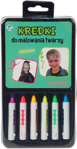 Crayons néon pour maquillage du visage pour enfants, set de 6 couleurs