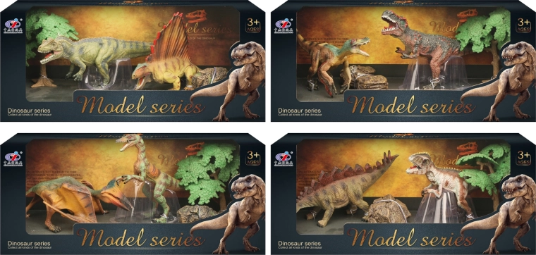 Monde des dinosaures, set de figurines de dinosaures, 4 espèces
