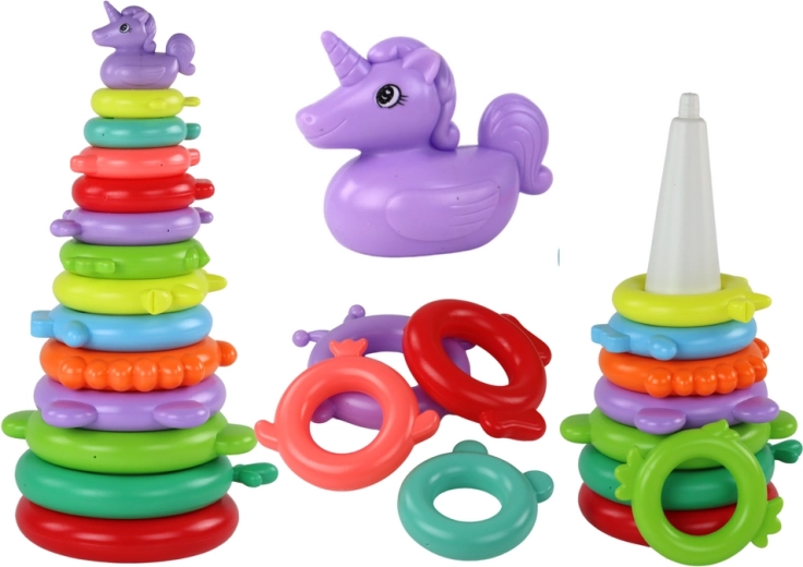 Tour empilable colorée licorne – 13 anneaux
