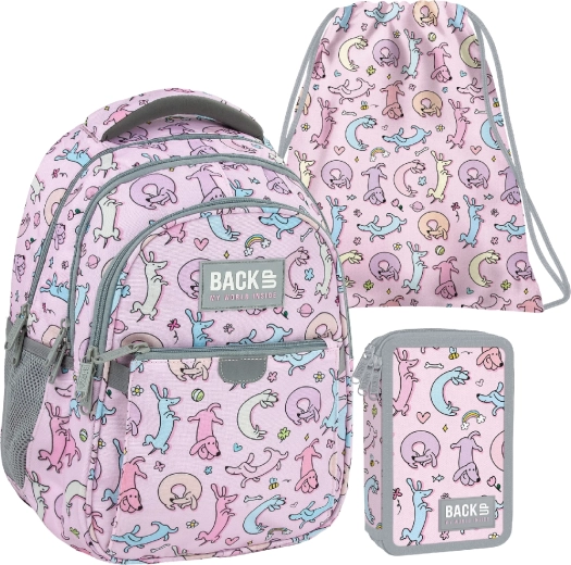 BackUP Cute Dogs set scolaire 3-en-1 – sac à dos, trousse équipée et sac