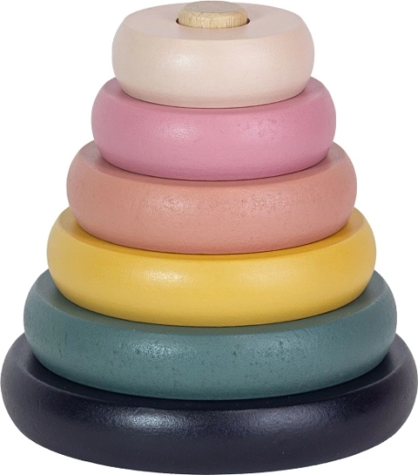 Petite&Mars pyramide empilable en bois Orbit Wood of Mars Aurora Pink