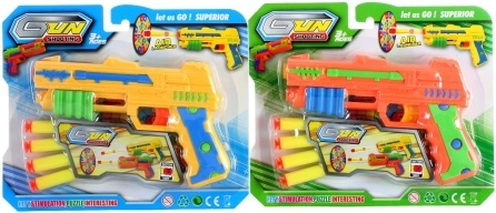 Pistolet en plastique avec projectiles en mousse