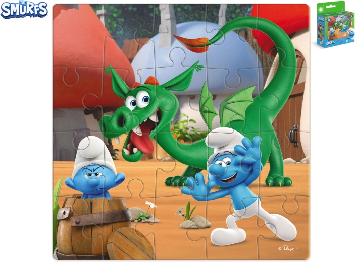 Puzzle Les Schtroumpfs – jeu de cache-cache avec un dragon (20 pièces)