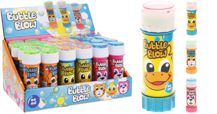 Bulle de savon 60 ml avec motifs de contes de fées et jeu intégré dans le couvercle
