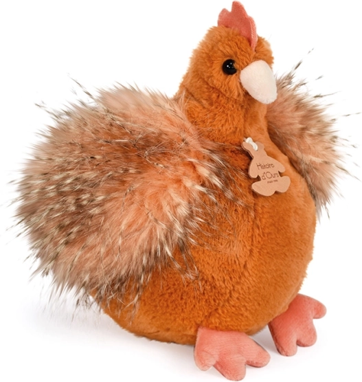 Poule en peluche rousse 20 cm