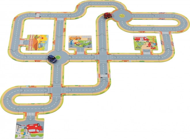 GOKI Circuit automobile de sol – 45 pièces + 2 petites voitures en métal