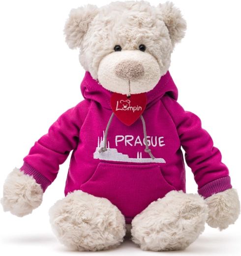 Ours Spencer en sweat à capuche rose Prague 35 cm