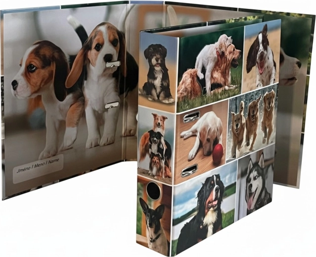 Classeur à levier design A4 dos 7,5 cm en carton – chiens