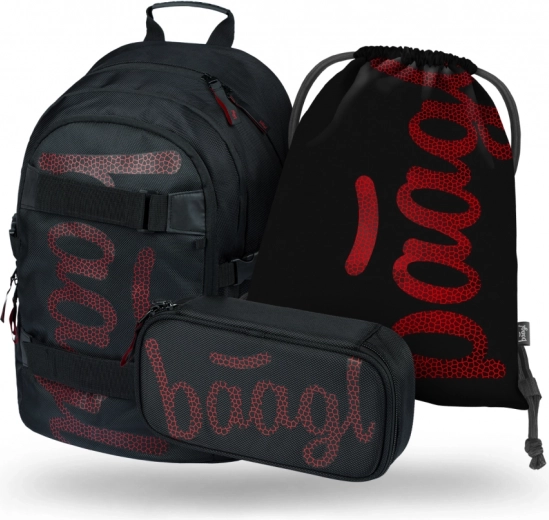 Ensemble Scolaire BAAGL Skate Rouge : Sac à Dos, Trousse, Sac