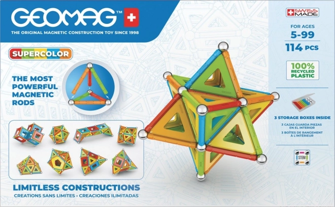 GEOMAG Supercolor coffret de construction magnétique 114 pièces