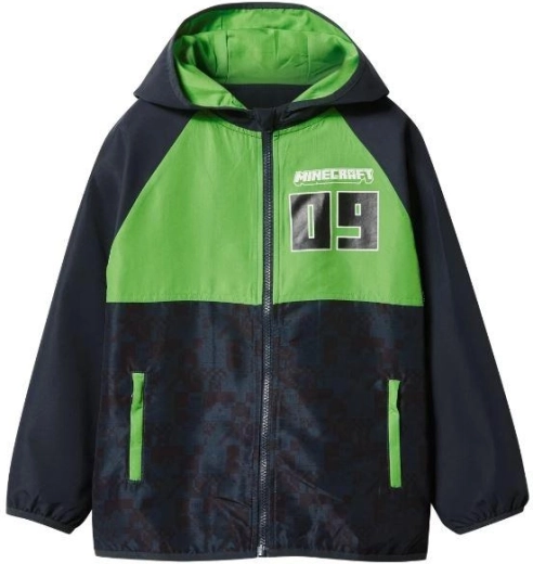 Veste coupe-vent enfant Minecraft noire et verte