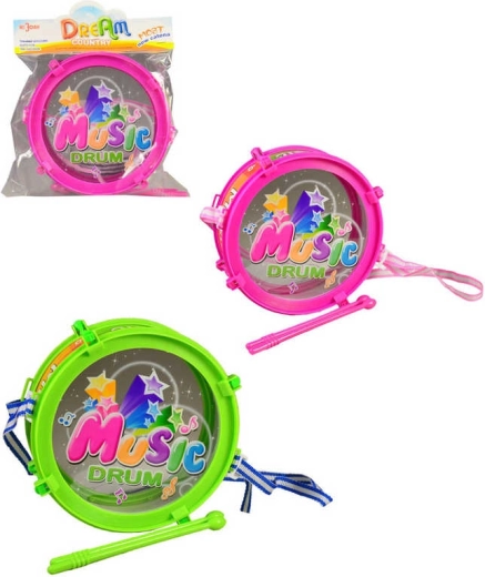 Tambour en plastique pour enfants 20 cm avec 2 baguettes - 1 pièce