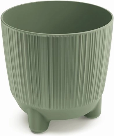 Cache-pot avec pieds en plastique résistant – vert terreux, 12,6 cm