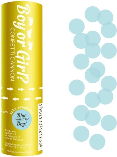 Canon à confettis Godan à lancer – pois bleus garçon ou fille - 1 pièce