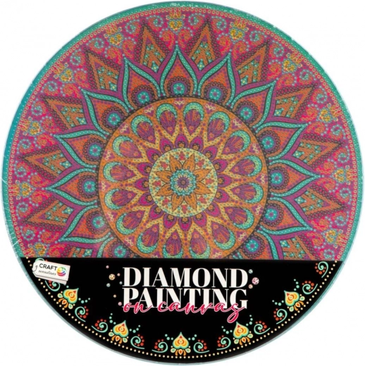 Kit créatif de peinture diamant – mandala fleur sur toile ronde 30 cm