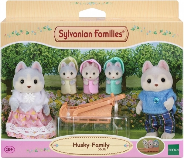 Famille husky SYLVANIAN FAMILIES – set de figurines avec luge