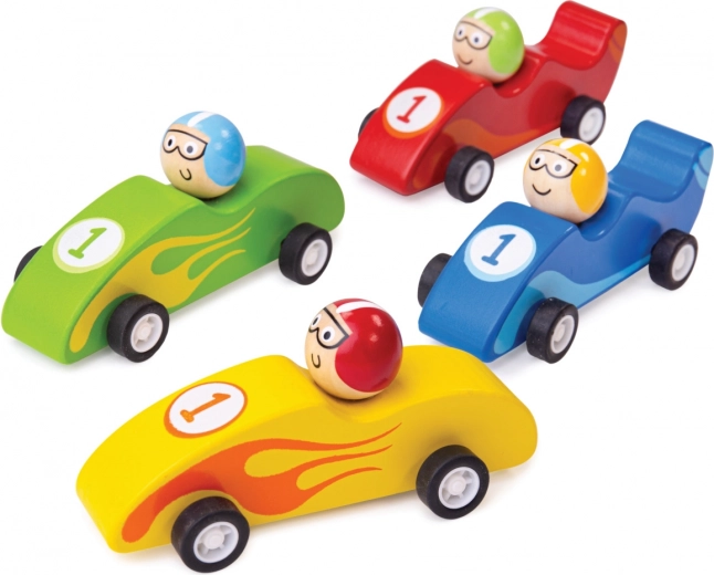 Voiture de course en bois colorée
