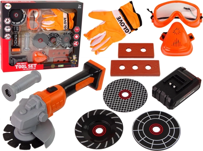 ensemble d’outils pour enfants avec meuleuse à batterie et accessoires