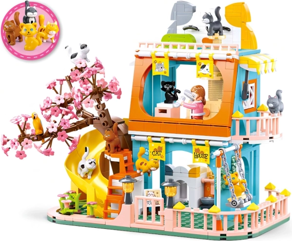 Sluban Maison avec Chats pour Filles