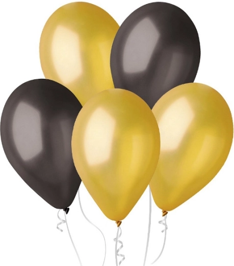 Ballons métallisés or et noir 25 cm, 100 pcs