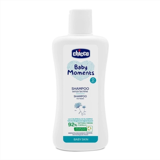 Chicco shampooing pour enfants Baby Moments 92 % d’ingrédients d’origine naturelle 200 ml