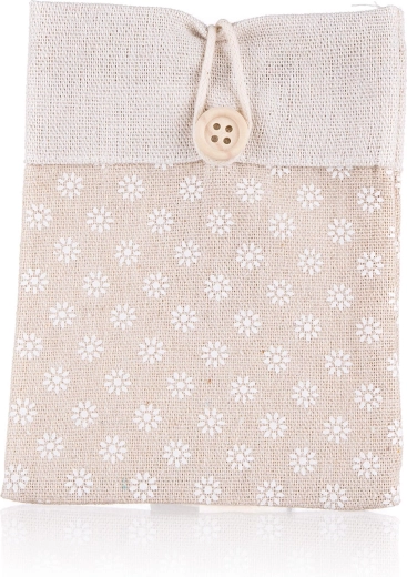 Sachet décoratif en coton Nature à motif floral 10,5 × 14 cm, marron clair