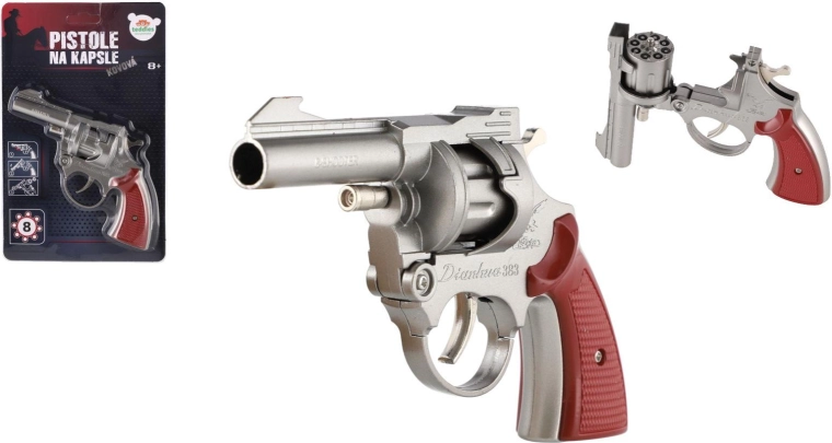 pistolet à amorces en métal, 8 coups, 18 cm
