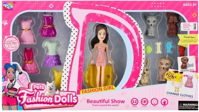 Poupée à habiller avec animaux et accessoires 8 cm