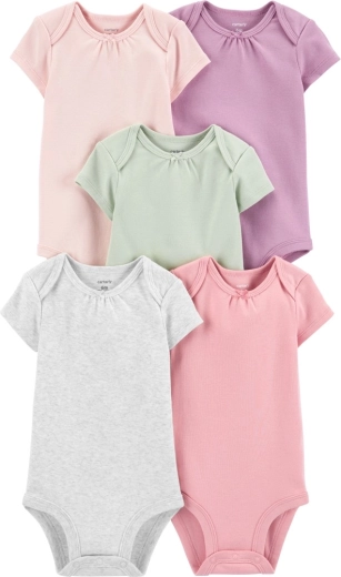 Body bébé fille Carter’s à manches courtes monochrome, lot de 5, taille 56 (NB)