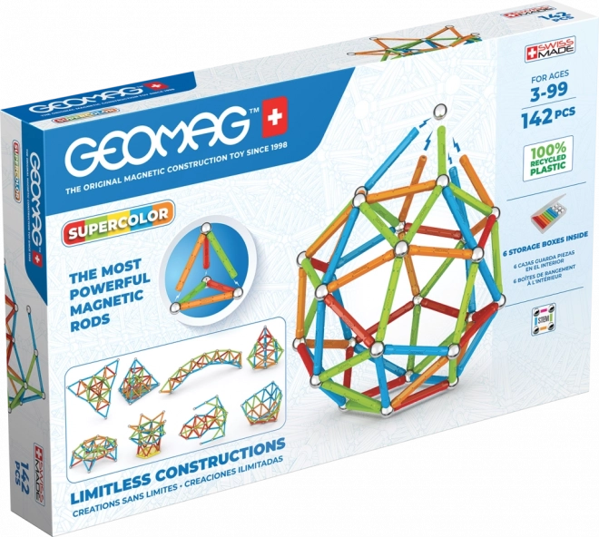 Geomag Supercolor jeu de construction 142 pièces en plastique recyclé