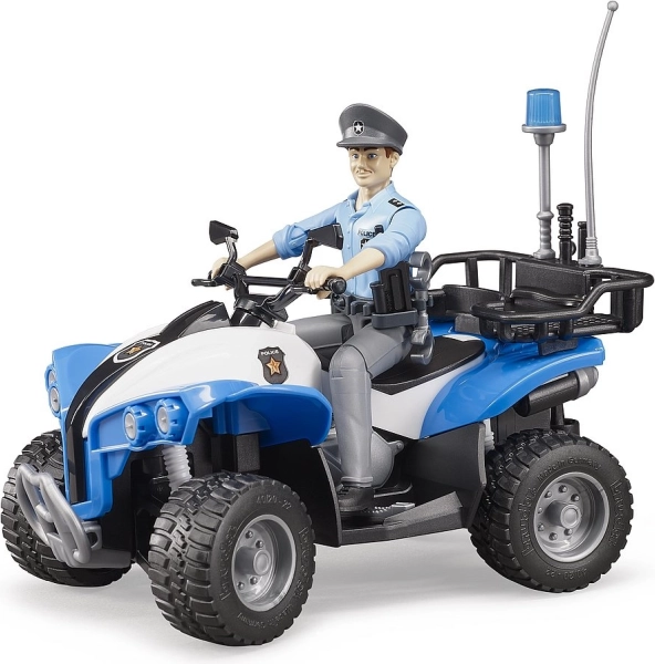 Bruder quad de police bleu avec figurine