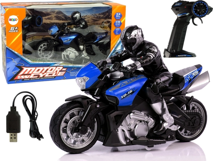 Moto RC sportive 2,4 GHz 1:10 bleue