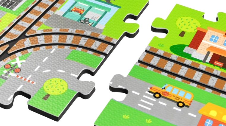 Ville 3D en mousse avec rails