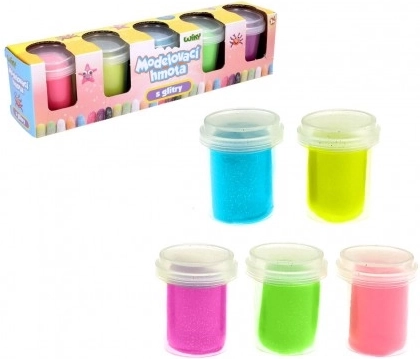 Pâte à modeler pailletée 5×56 g en pots