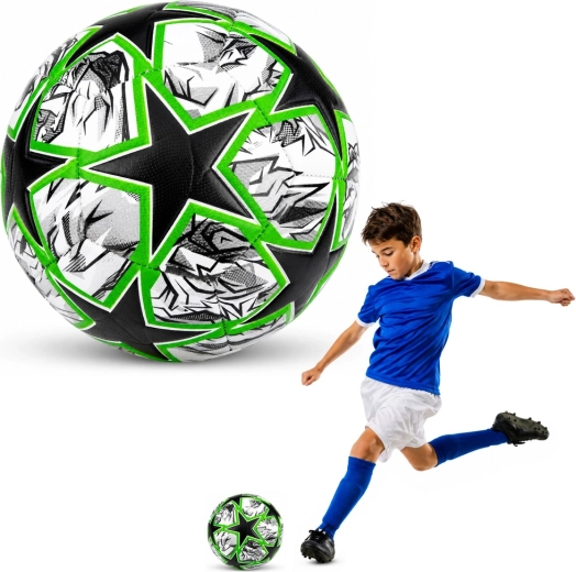 Ballon de football d’entraînement taille 5, noir-vert, 22 cm